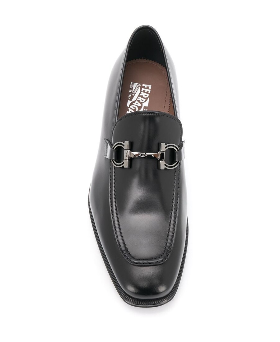 Ferragamo Black Gancini Casual Business Shoes In Black
