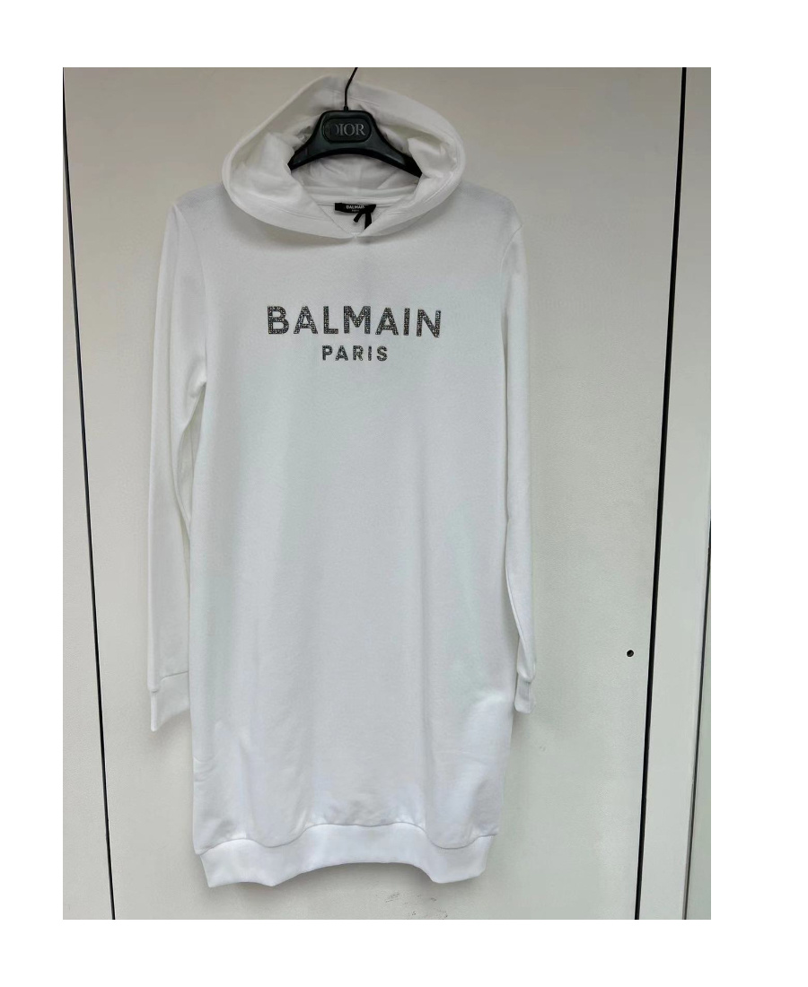 Balmain Logo Sweater Dress In Gray