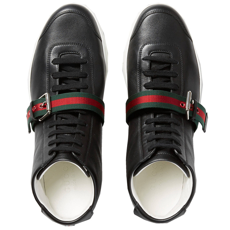 GUCCI BLACK STRAPPED HIGH-TOP CASUAL SNEAKERS