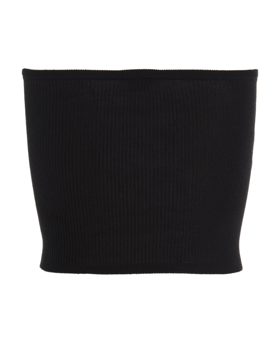 Saint Laurent Knitted Crop Top In Black