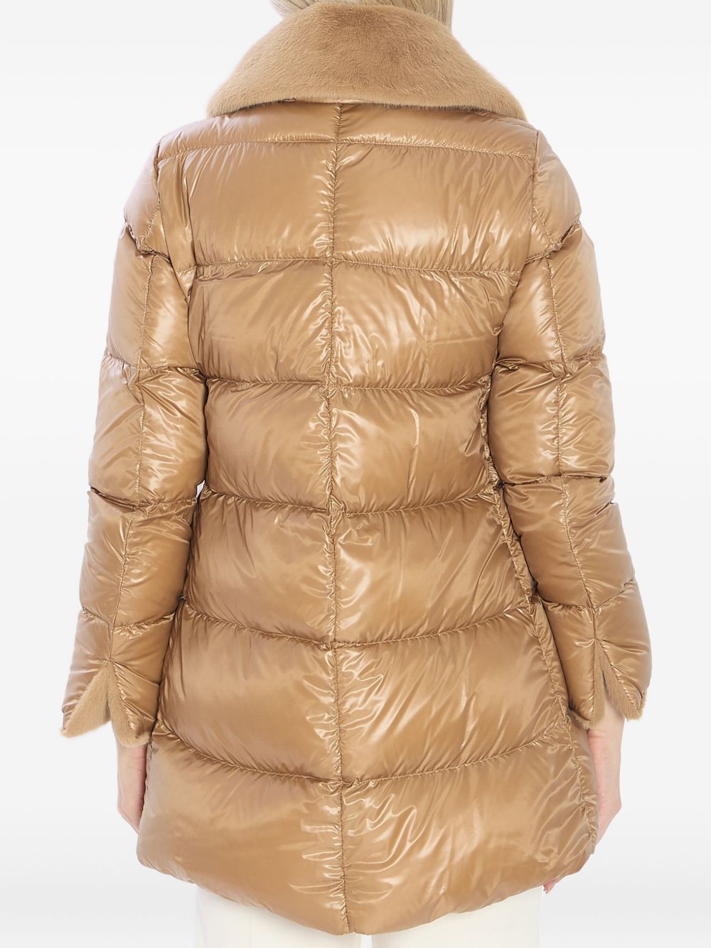 Herno Lapel Down Jacket In Brown