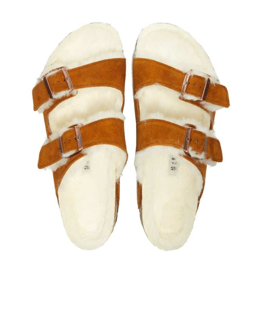 Birkenstock Arizona Shearling-lined Suede Sandals In Brown