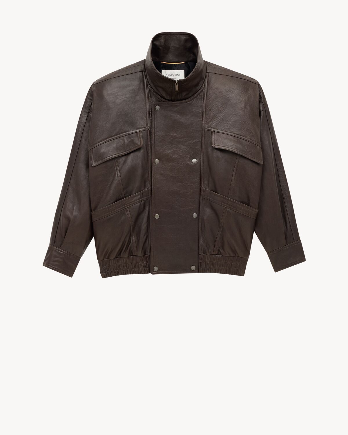Saint Laurent Bomber Jacket In Bubbled Lambskin In Brown