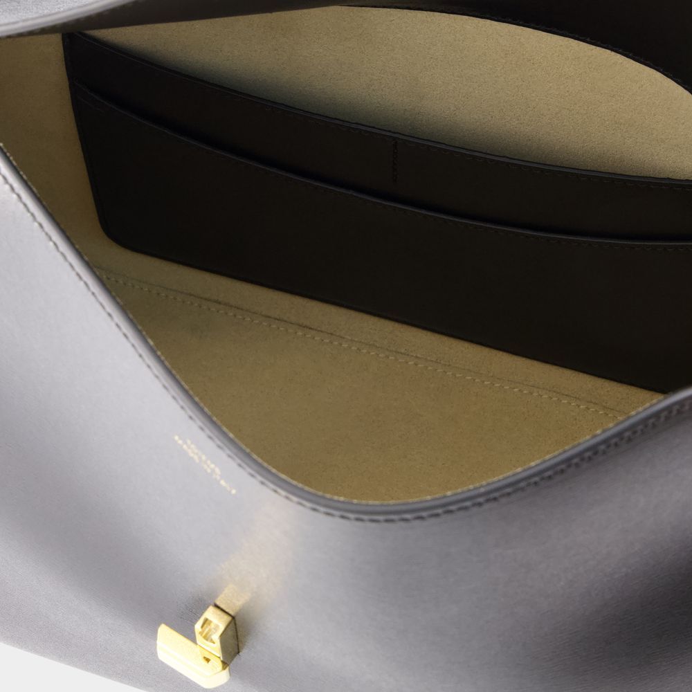 Totême T-lock Leather Tote Bag In Black