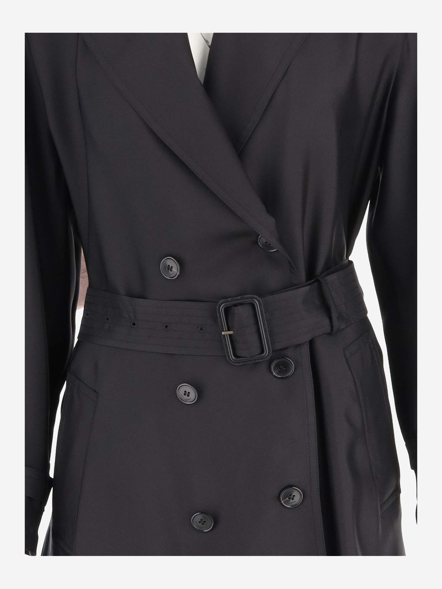 Saint Laurent Silk Trench Coat In Black