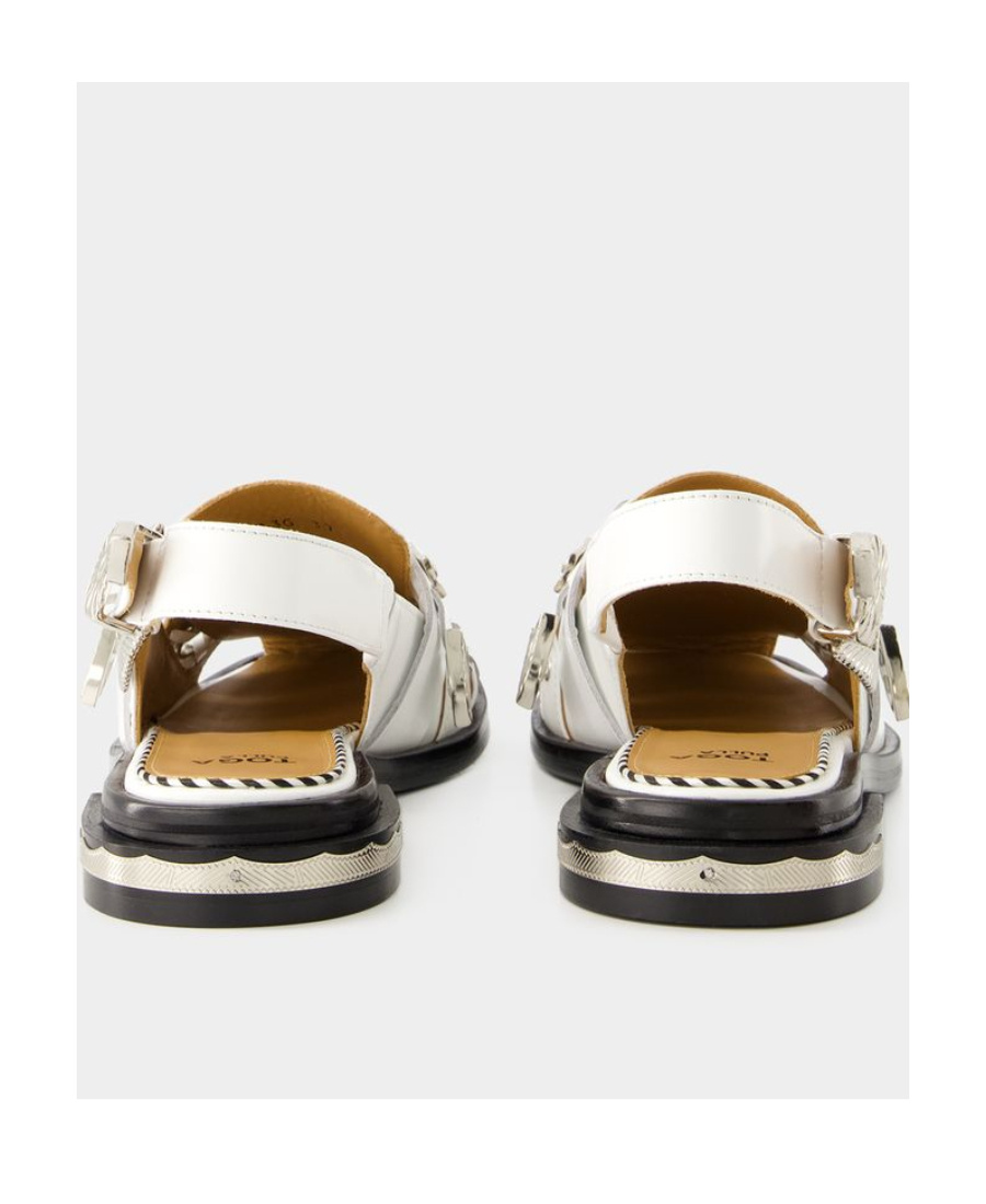 Shop Toga Pulla Buckled Slingback Sandals In White