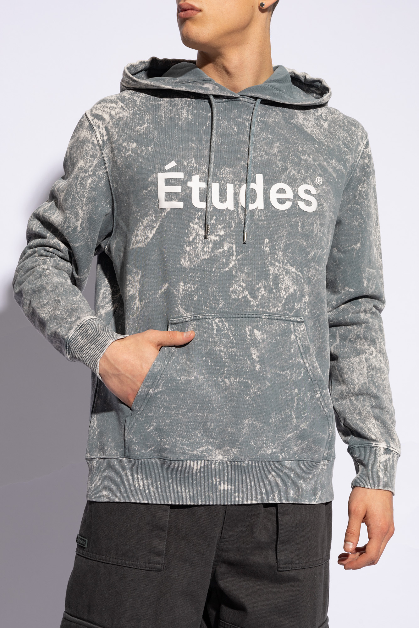 Etudes Studio Etudes Logo Print Hooded Sweater In Gray
