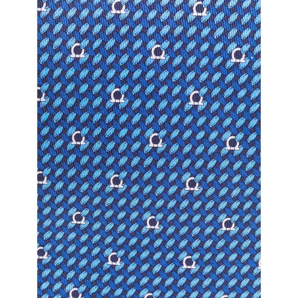 Ferragamo Jacquard Logo Tie In Blue