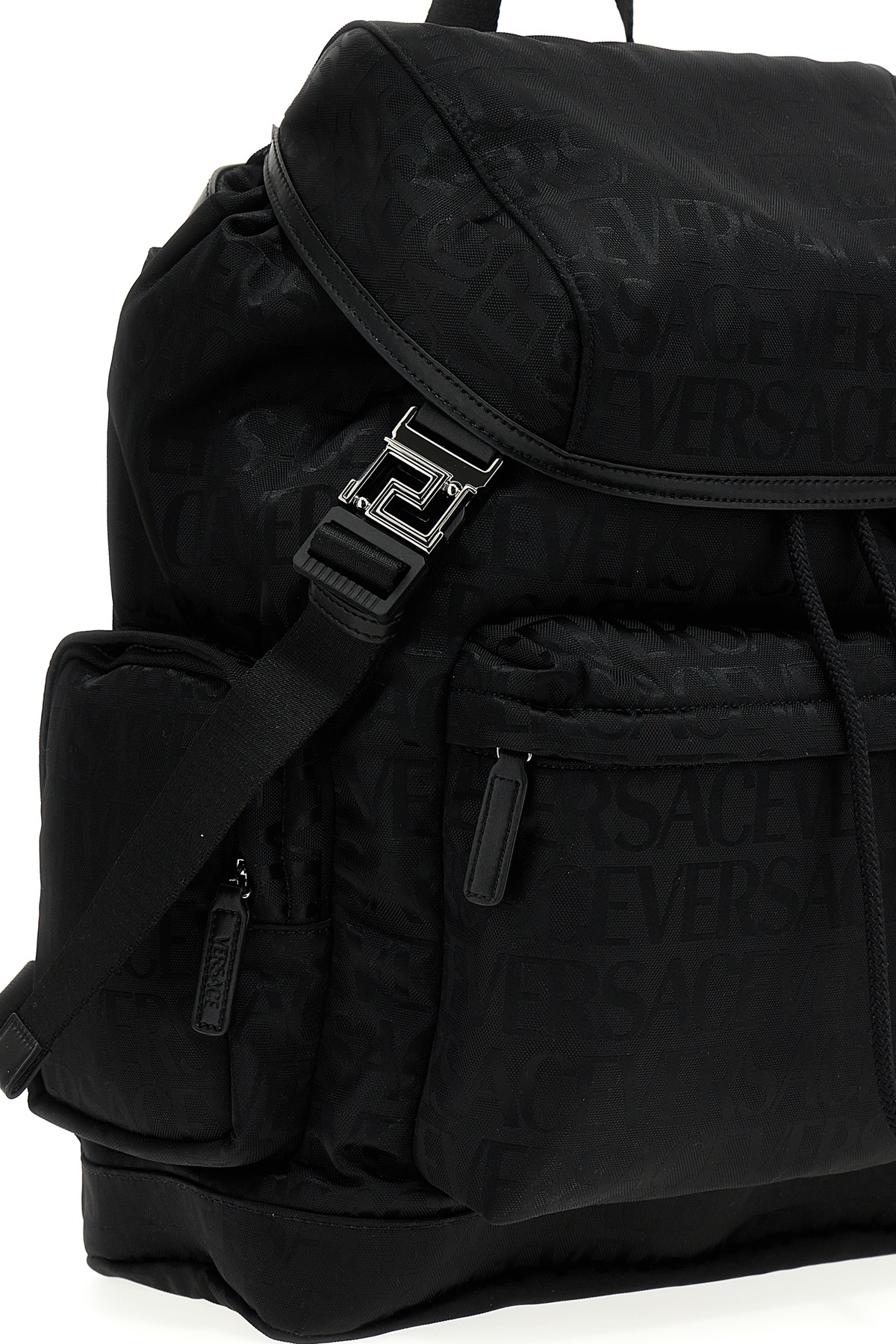 Versace Allover Backpack In Black