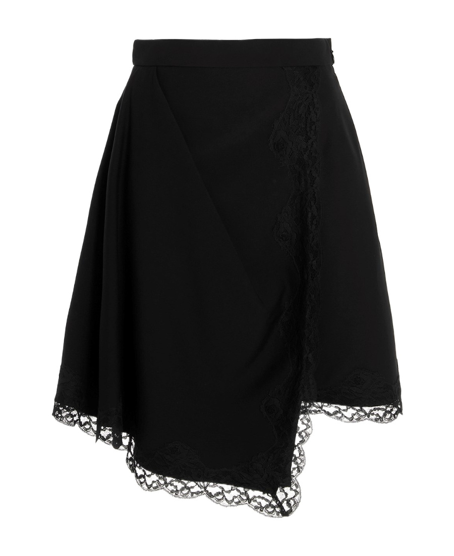 Alexander Mcqueen Lace-embellished Asymmetric Skirt In Black