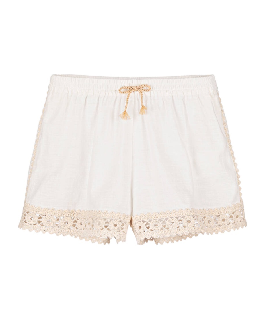Zimmermann Kids Wylie Crochet-trimmed Cotton Shorts In White