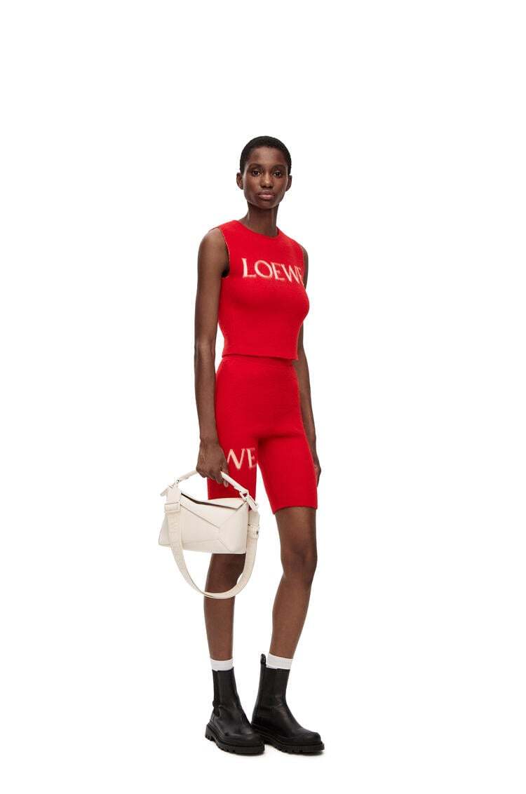 Loewe Stretchy Waist Wool Blend Knit Shorts In Red