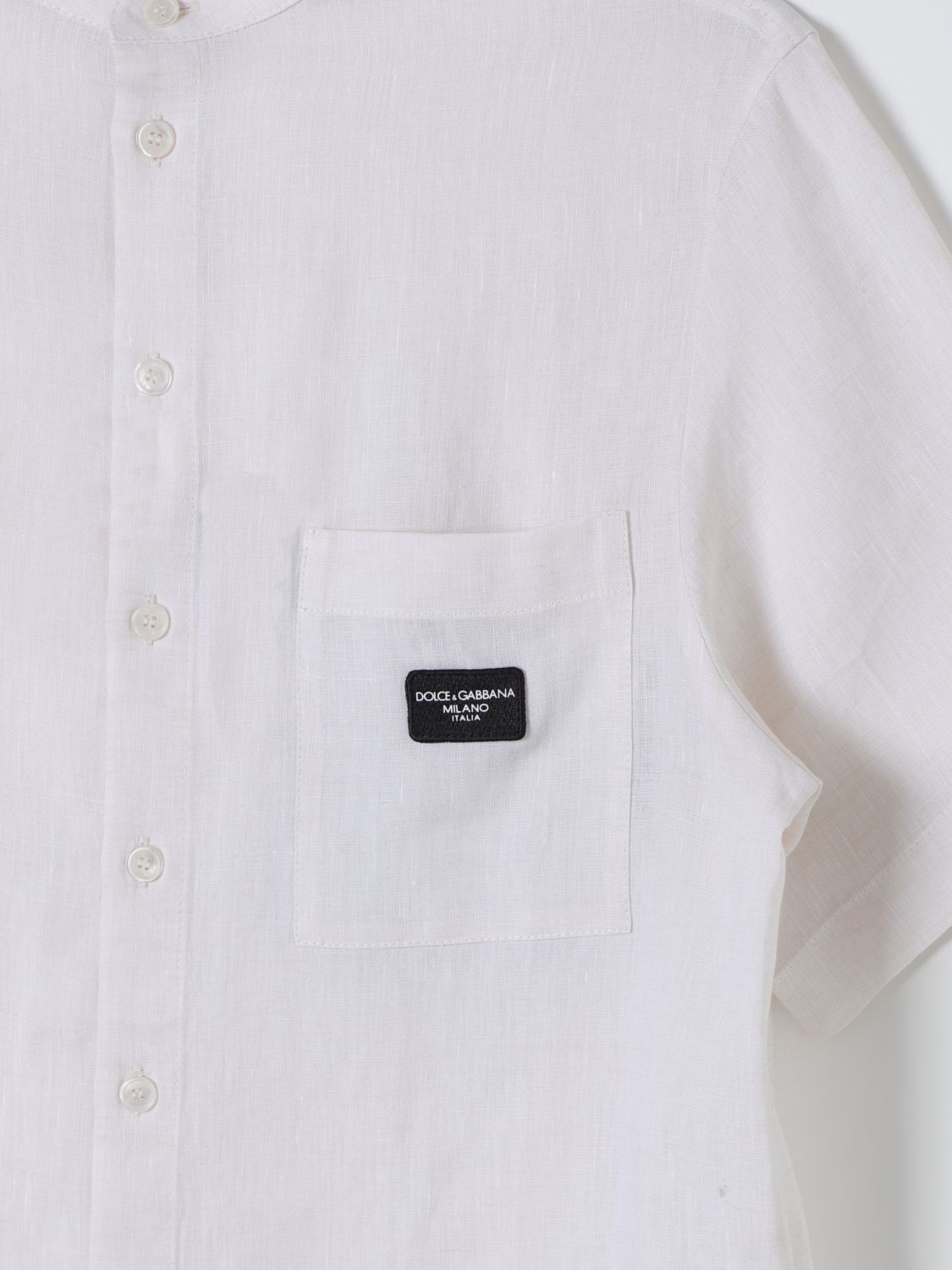 Dolce & Gabbana Short-sleeve Linen Shirt In White