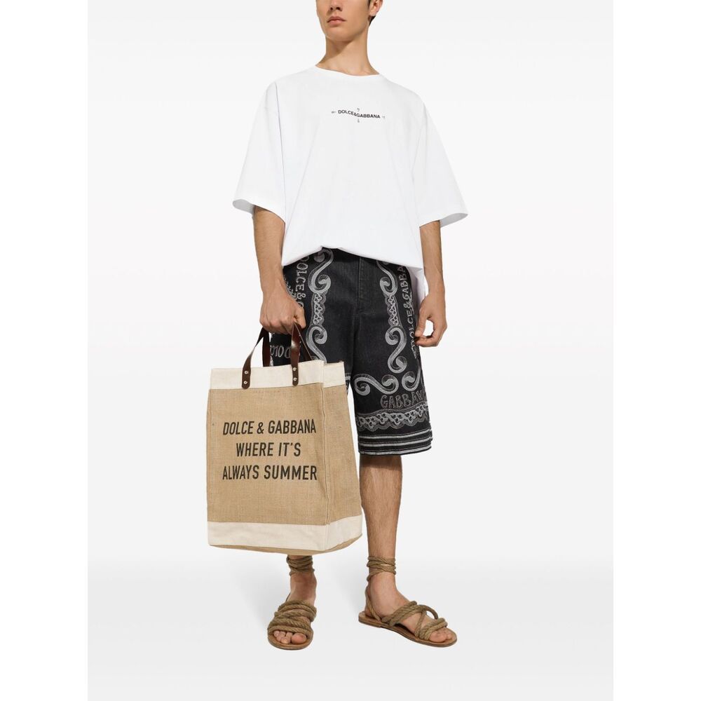 Dolce & Gabbana Shopping Logo-print Tote Bag In Brown