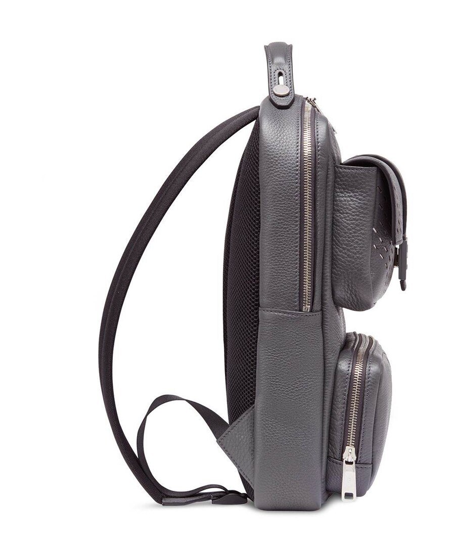 Shop Fendi Baguette Cut Out Backpack In Gray