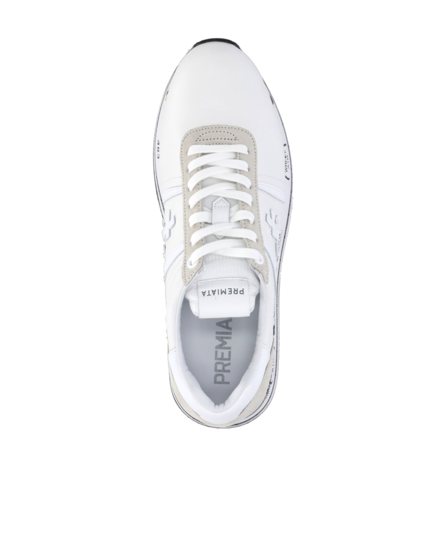 Premiata Conny Sneakers In Perforated White Leather In Transparent