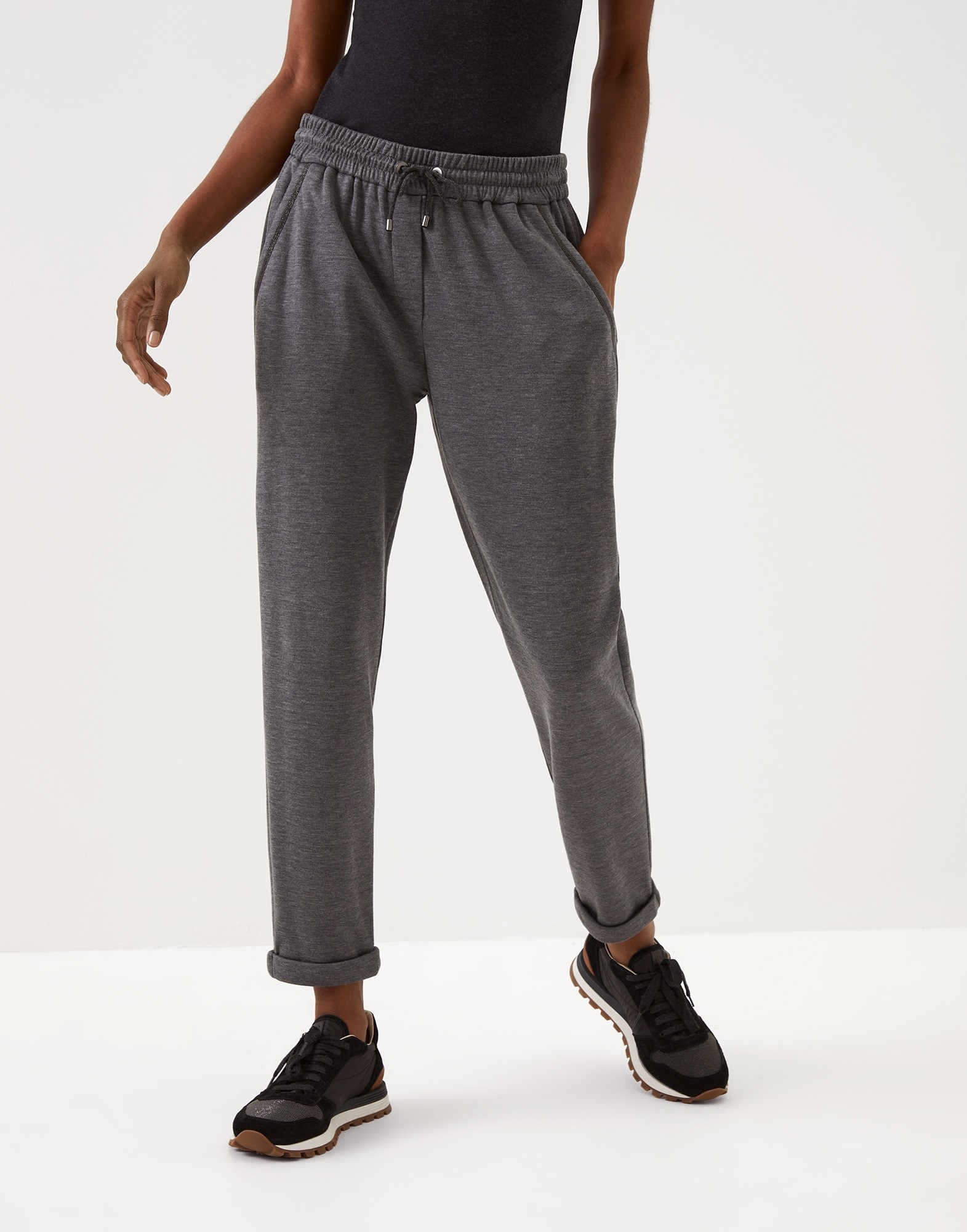Brunello Cucinelli Tapered-leg Drawstring Track Pants In Gray