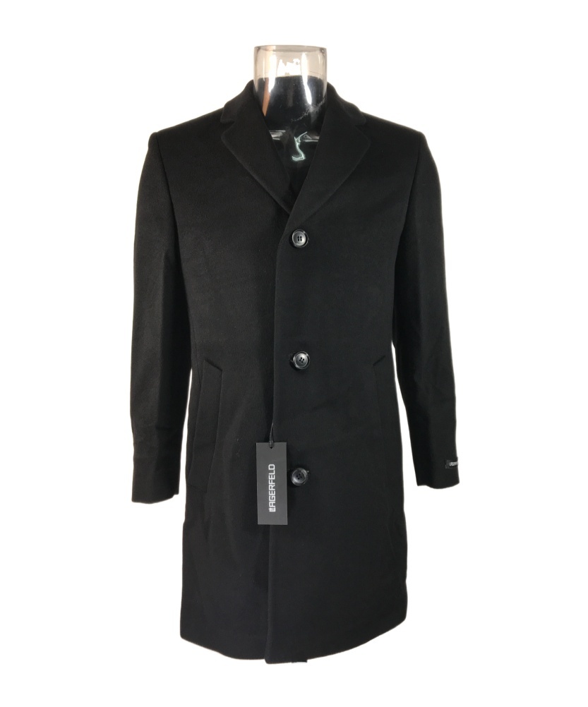 Karl Lagerfeld Lapel Long-sleeved Coat In Black