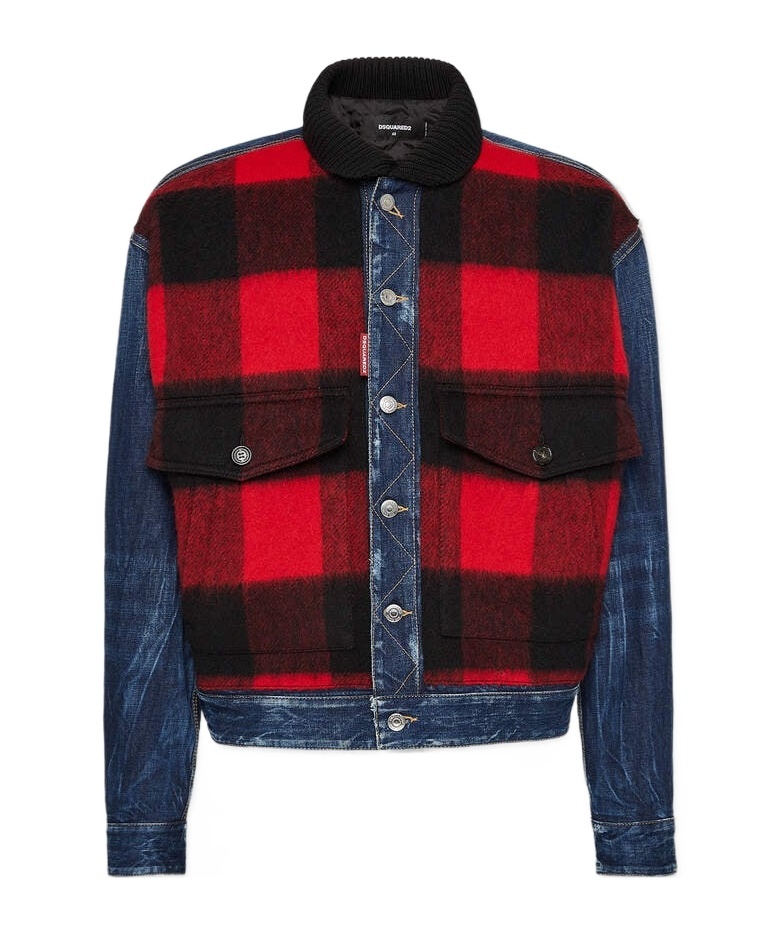 DSQUARED2 DSQUARED2 CHECK-PRINTED BUTTON-UP DENIM JACKET