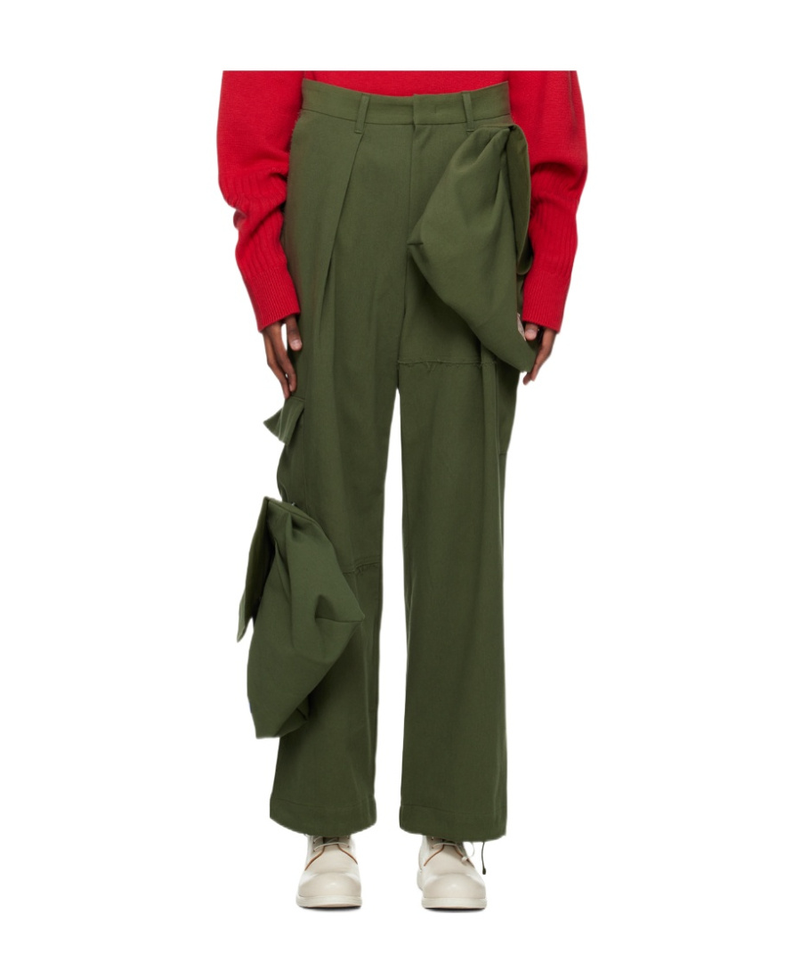 Ader Error Tard Logo Casual Pants In Green
