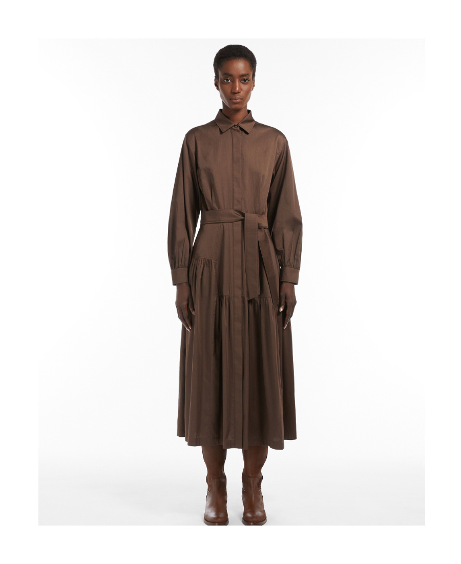 Max Mara Tiered-hem Shirt Dress In Brown
