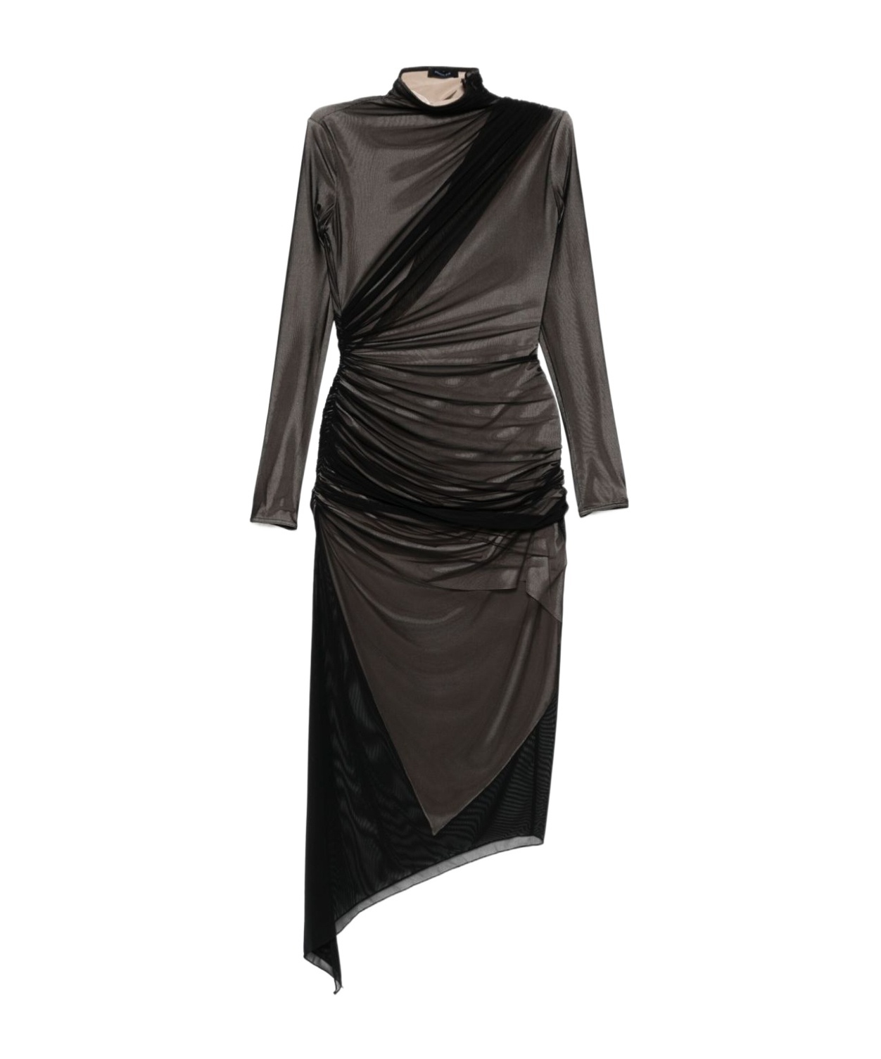 Mugler Dress Knee Length High Neckline In Black