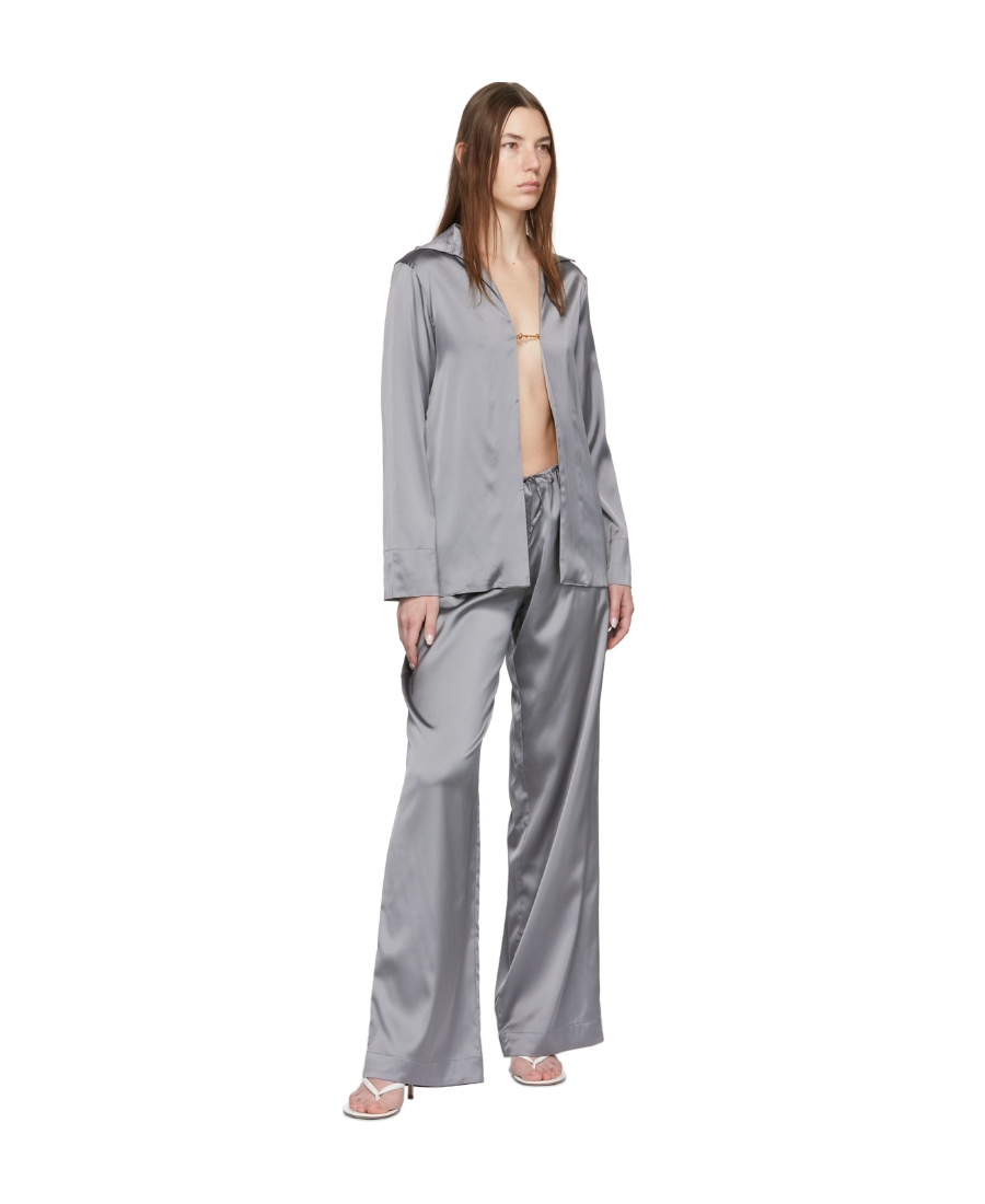 Jacquemus Le Pant Mentalo Wide-leg Mid-rise Crepe Trousers In Gray