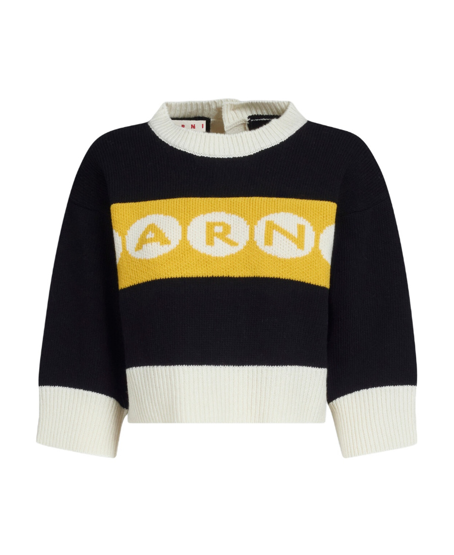 Marni Cropped Jersey With Bold Logo In Multi