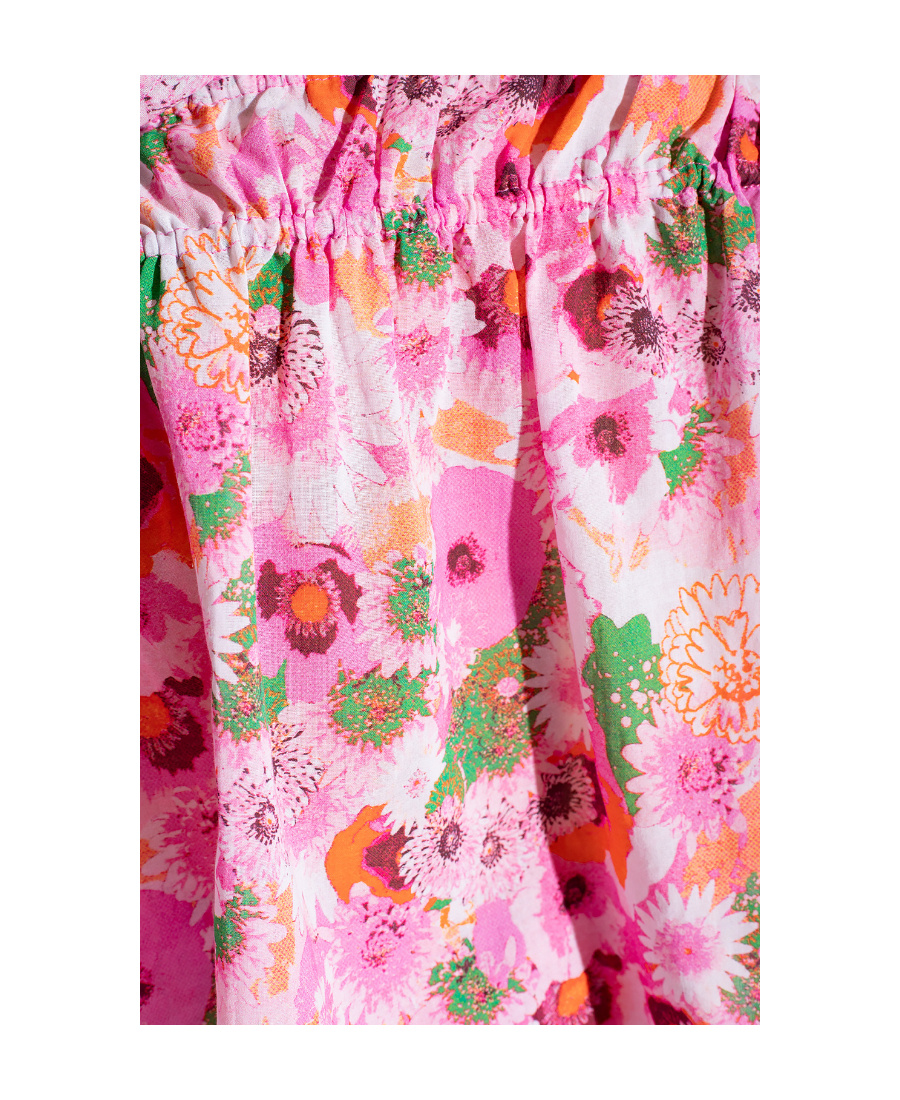 Ganni Floral-print Tank Top In Pink
