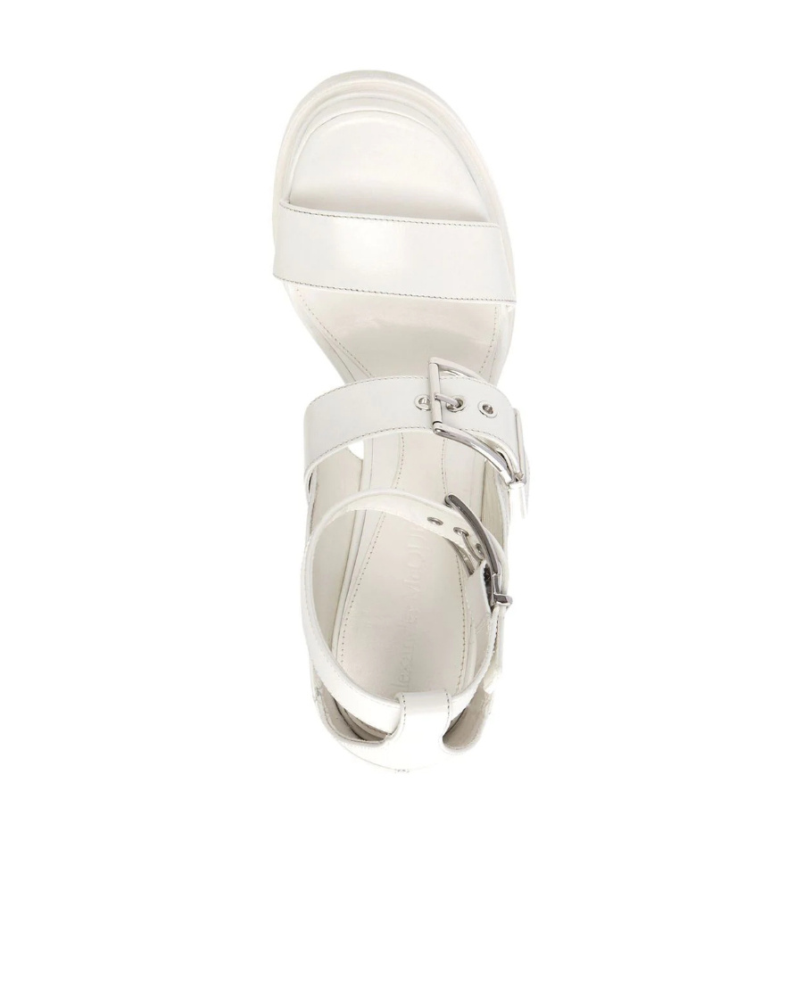 Alexander Mcqueen 120mm Leather Platform Sandals In White