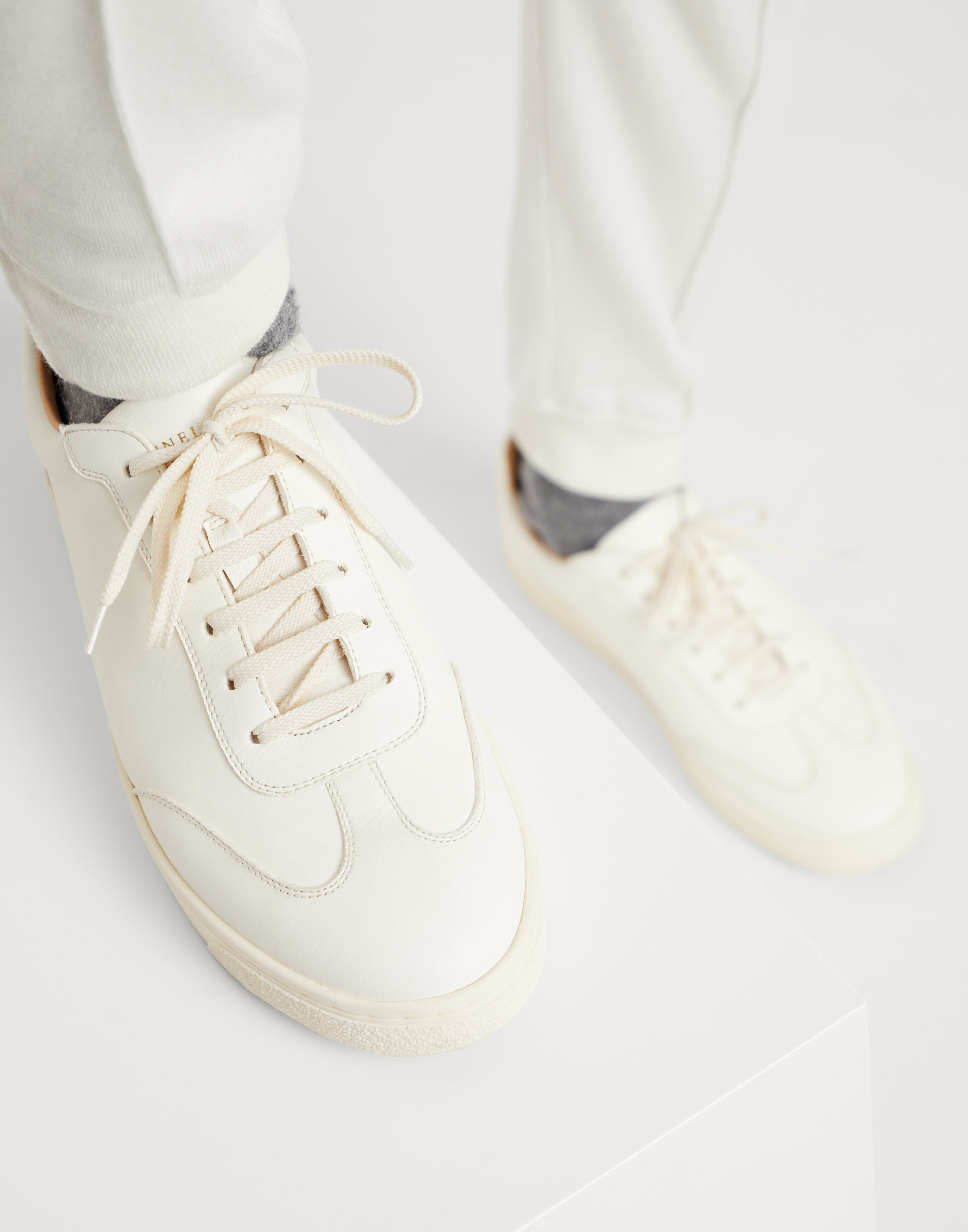 Brunello Cucinelli Essential Leather Sneakers In White