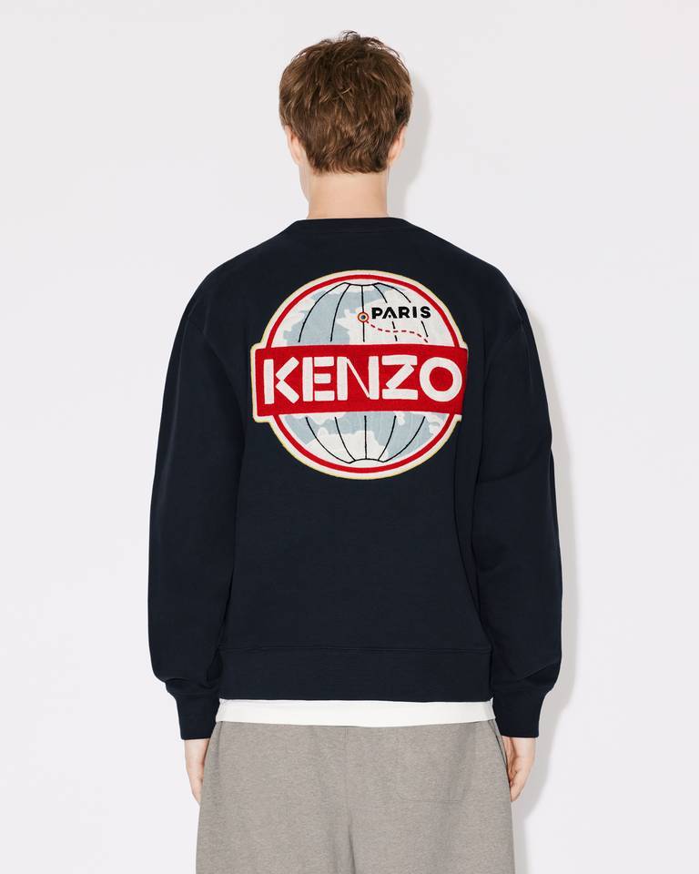 Kenzo Travel Logo Patch Crewneck Sweatshirt In Black