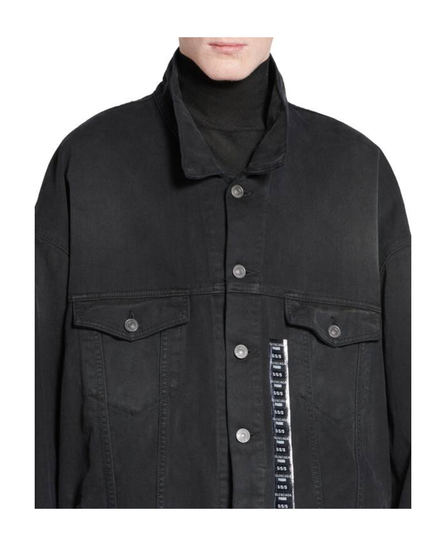 Shop Balenciaga Appliqué-detail Denim Jacket In Black