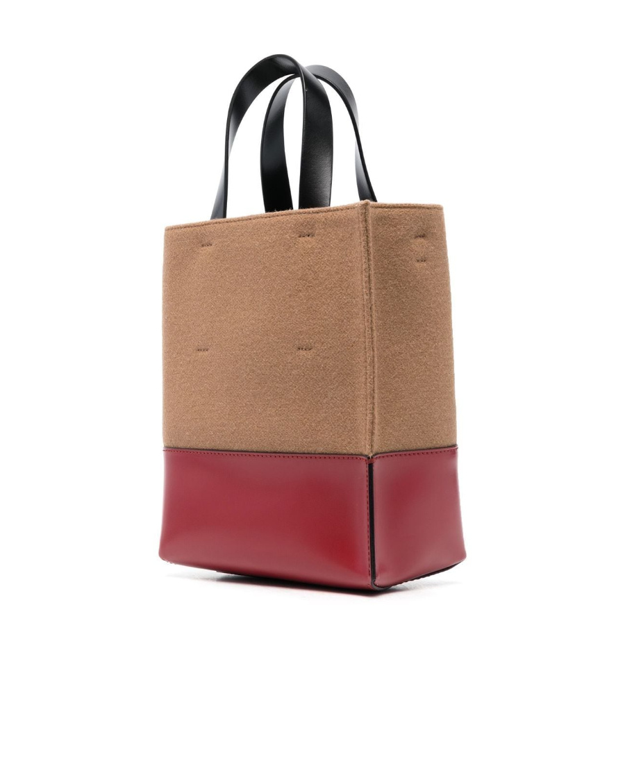 Marni Two-tone Logo Tote Bag In Brown