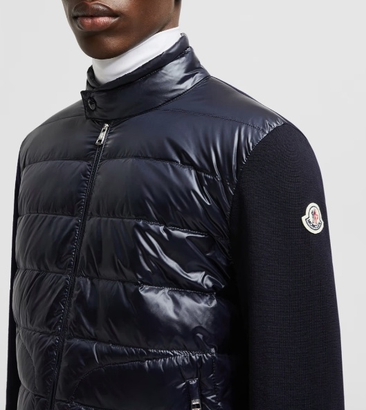 Moncler Long-sleeved Down Jacket In Blue