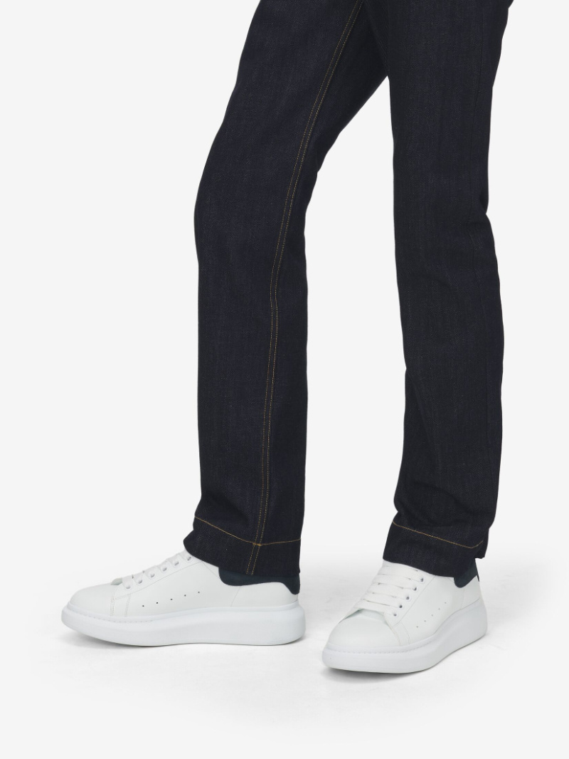 Alexander Mcqueen Oversized Calf Leather Sneakers With Chunky Rubber Sole In White