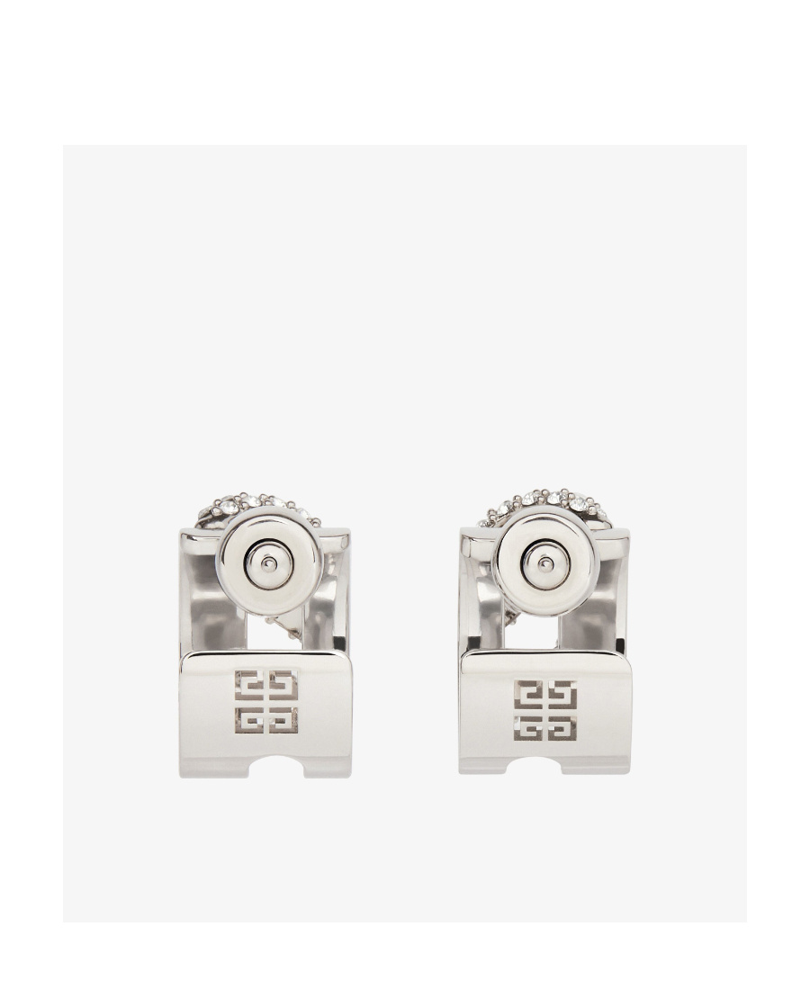Givenchy Stitch Earrings In Metal With Crystals In White
