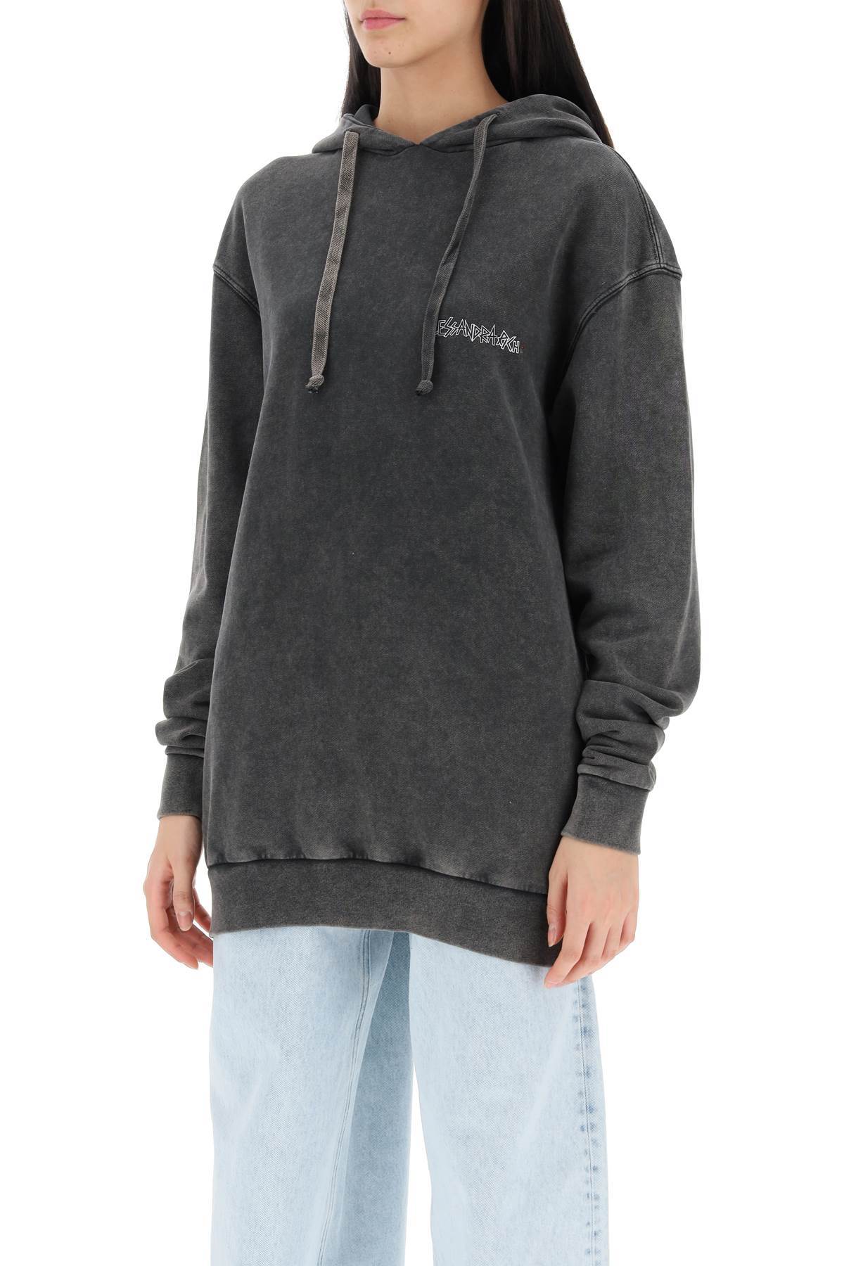 Shop Alessandra Rich Graphic-print Cotton Hoodie In Black