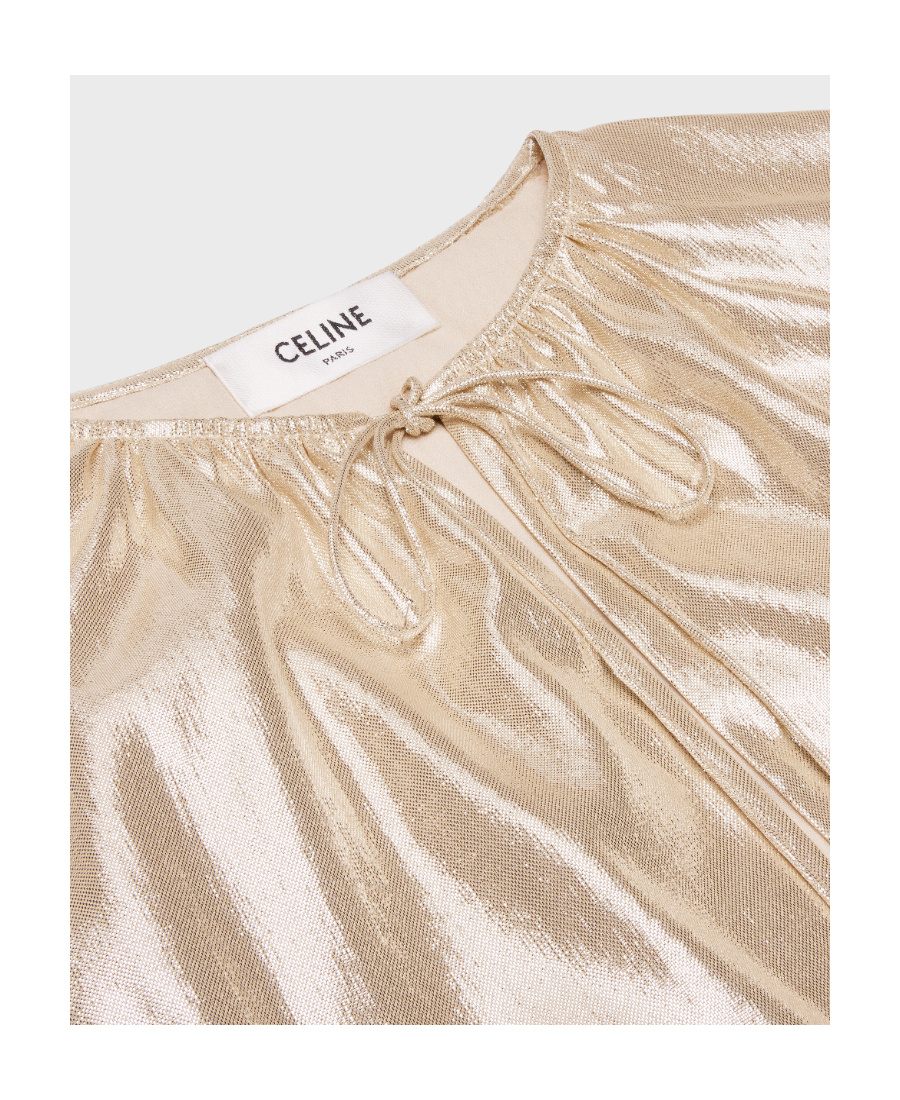 Celine Gold And Silver Mink Leather Canopy Mini Dress In Nude