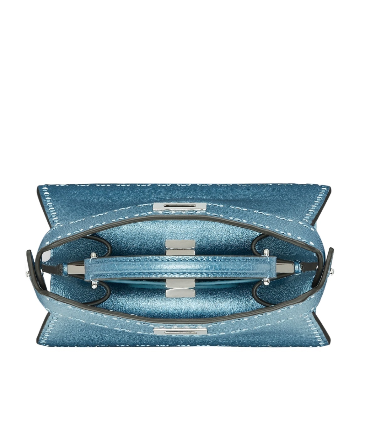 Fendi Petite Peekaboo Iseeu Leather Top Handle Bag In Blue