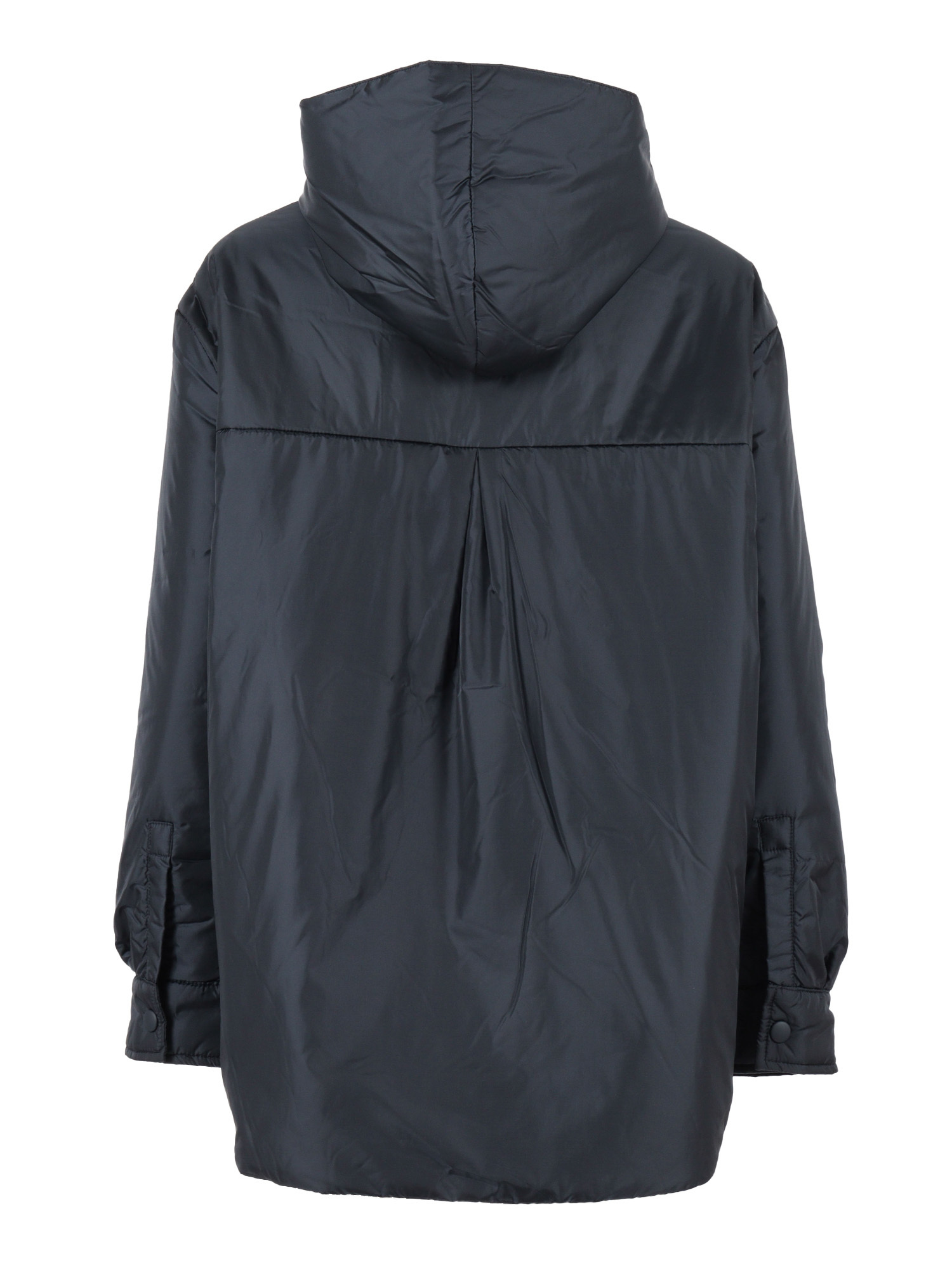 Aspesi Hooded Black Jacket With Snap Button Closure In Black