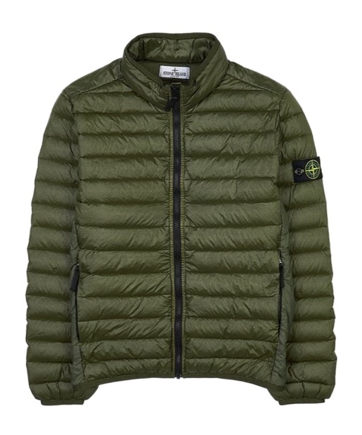 Stone Island High-collar Long-sleeved Down Jacket In Military Green