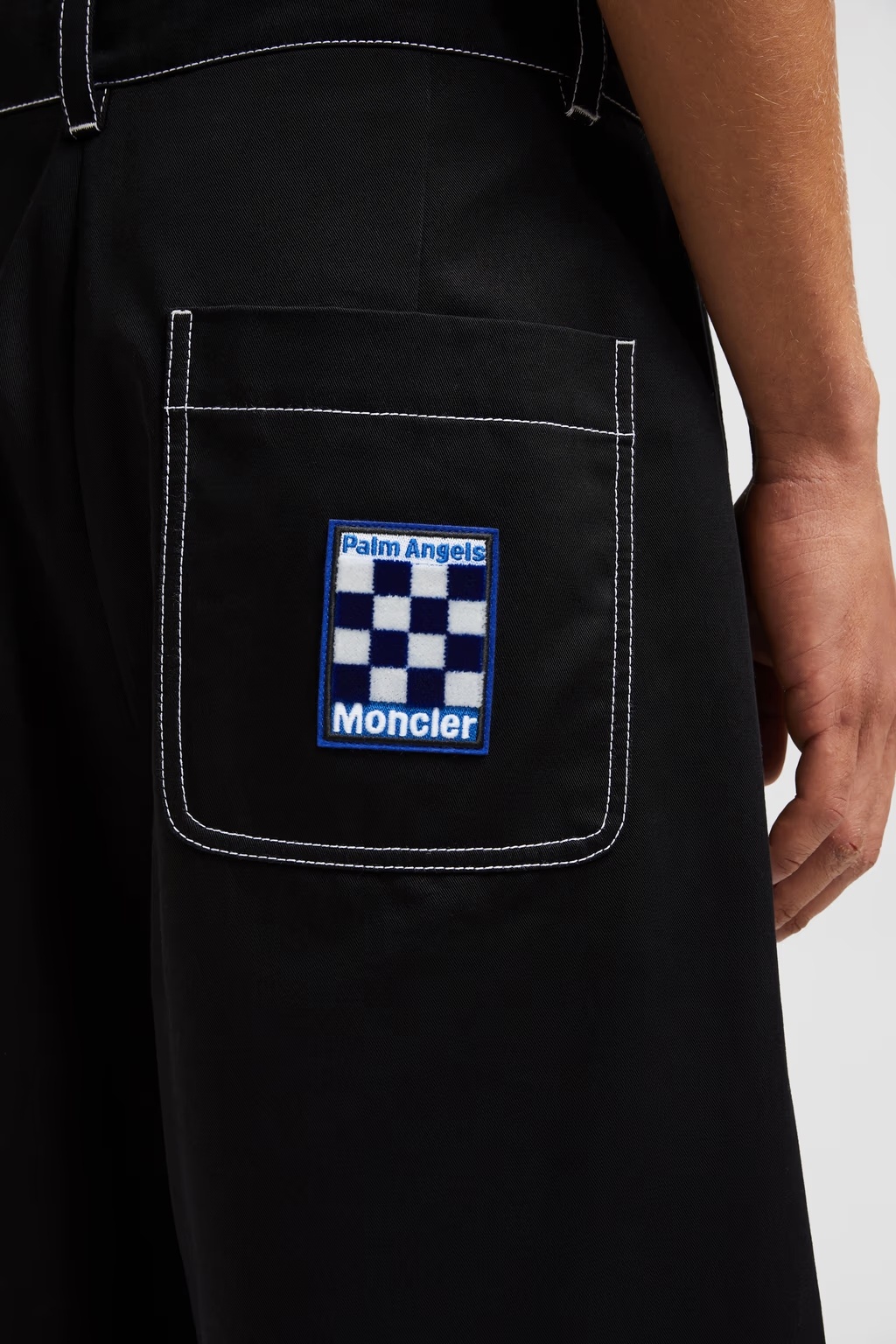 Moncler X Palm Angels Cotton Belt-loop Casual Pants In Black