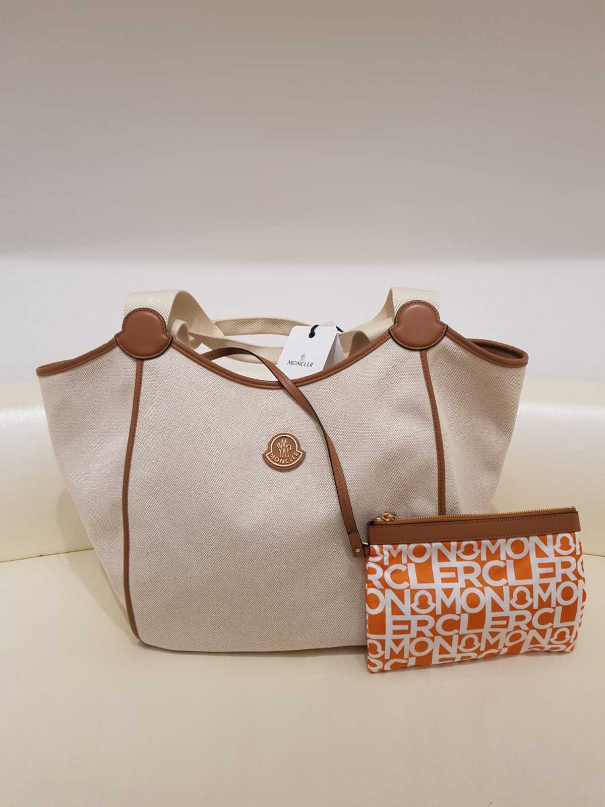 Moncler Nalani Canvas Tote Bag In Nude