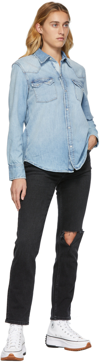 Re/done Blue Denim Sawtooth Western Shirt In Blue