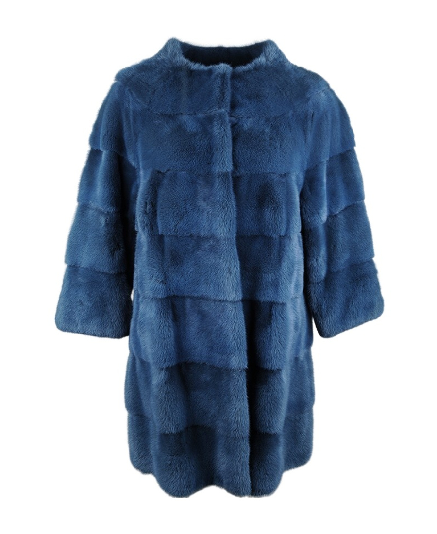 Frame Round-necked Fur In Blue
