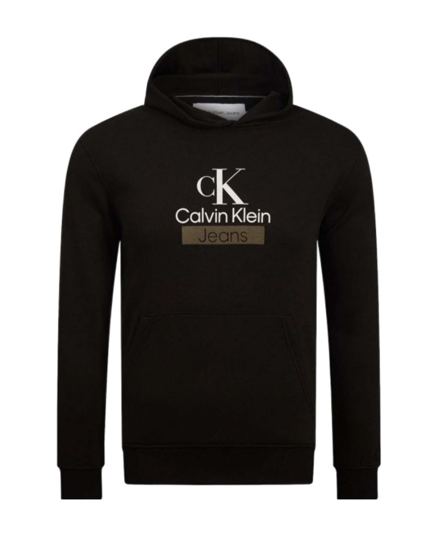 Shop Calvin Klein Logo-print Cotton-blend Hoodie In Black