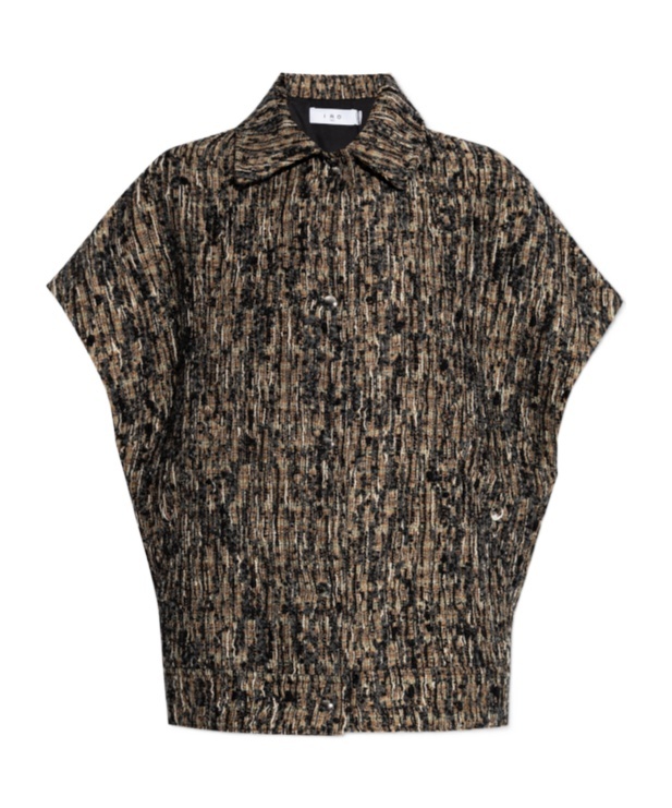 Iro Caliopa Tweed Short-sleeved Jacket In Brown