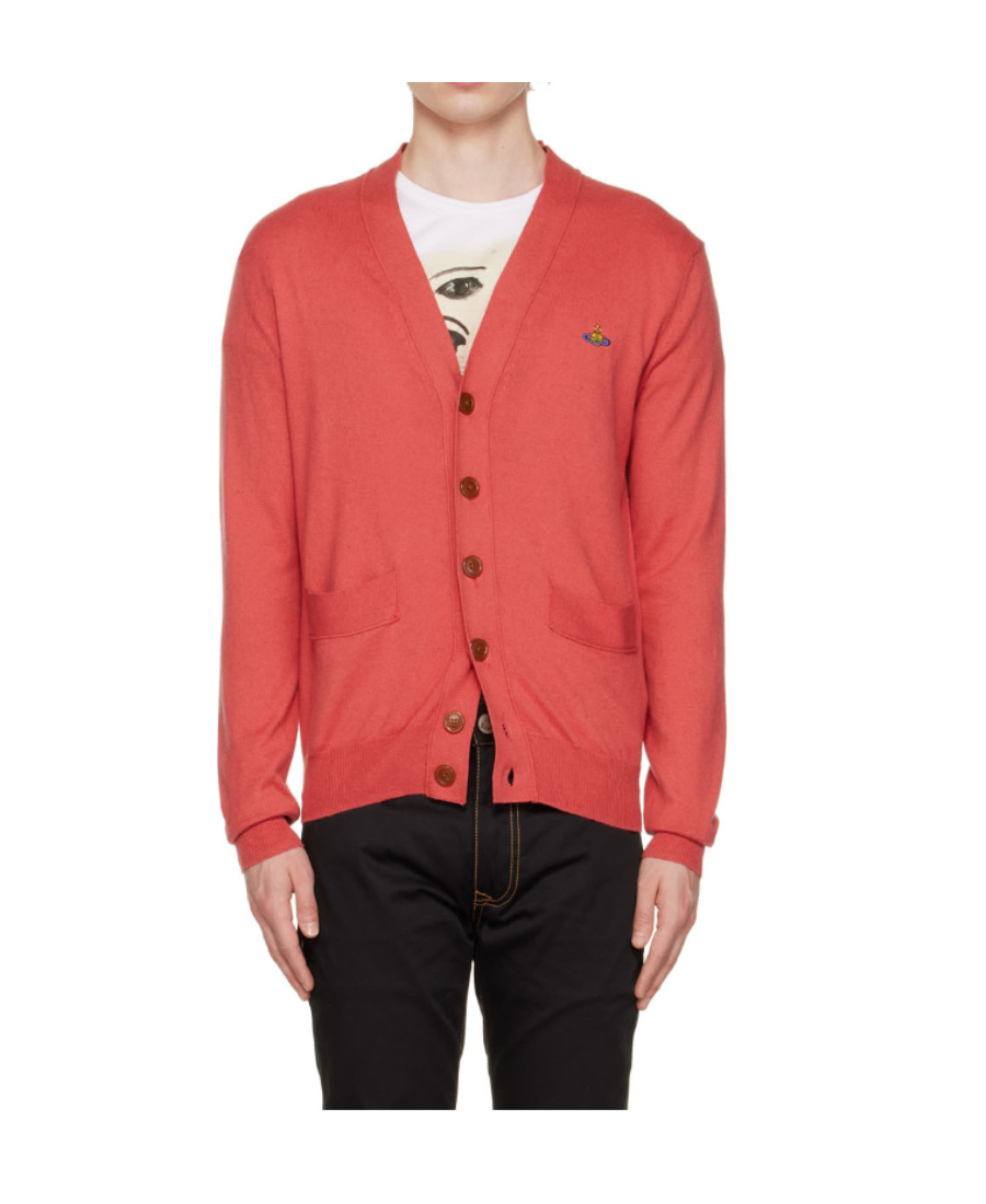 Vivienne Westwood Cardigan With Orb Embroidery In Red