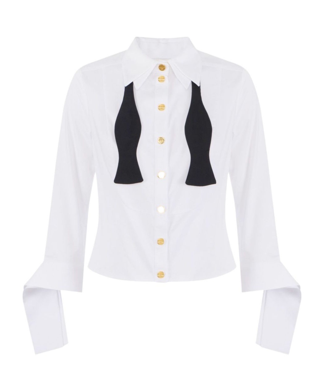 Elisabetta Franchi Cropped Top With Long Cuffs And Buttons In White
